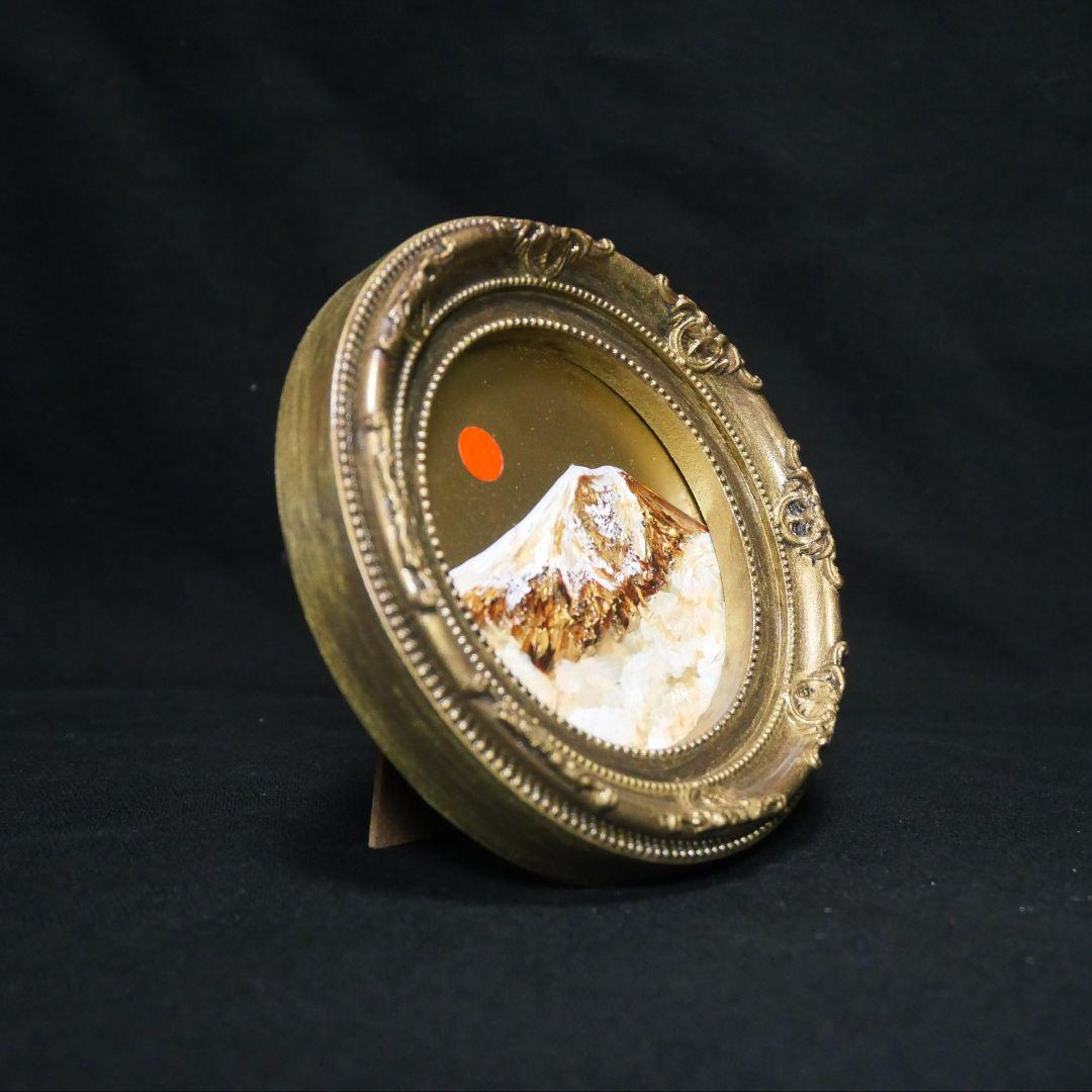 油絵 円形ミニ絵画【黄金富士山】