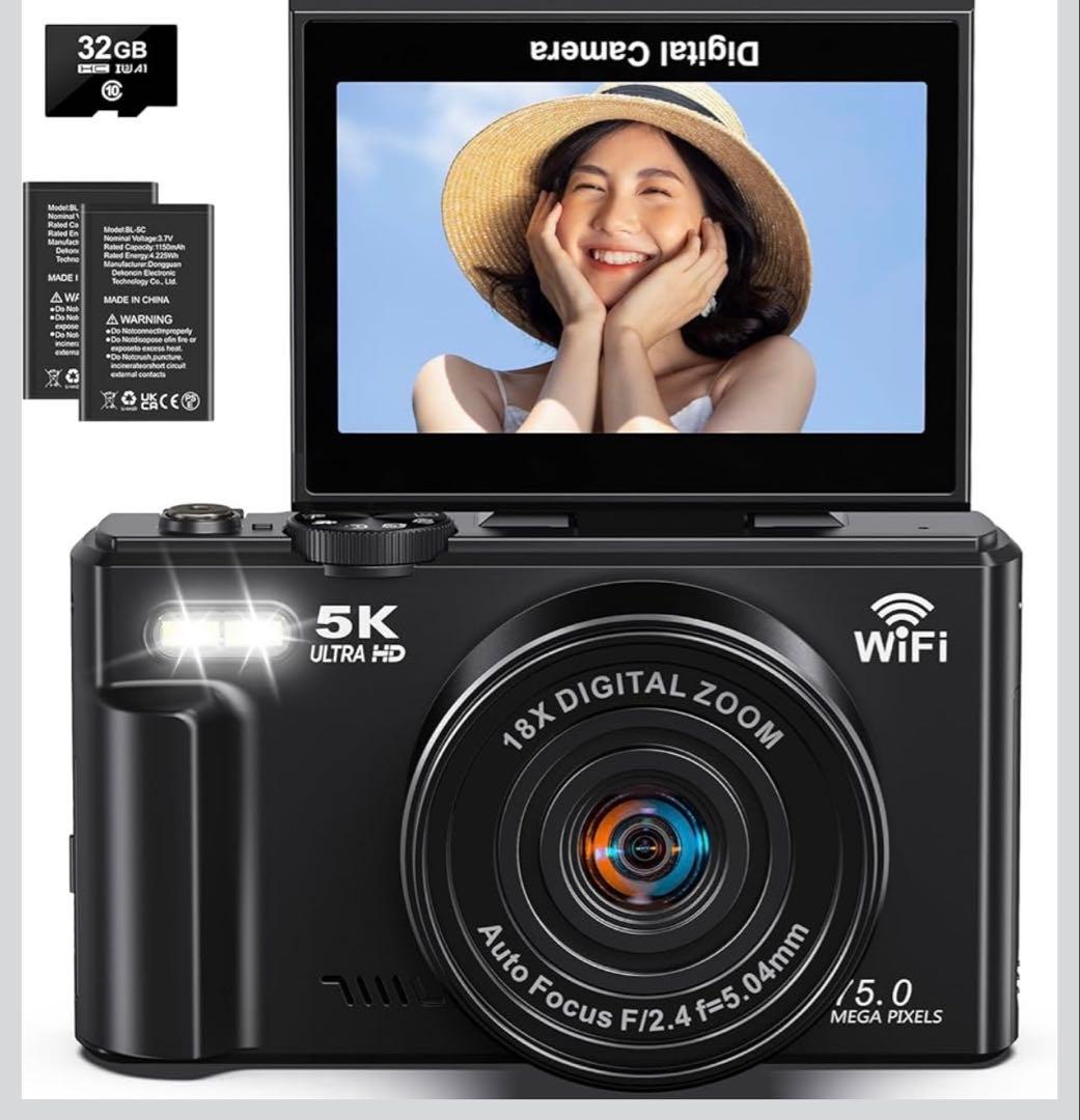 5K 7500万画素 コンパクトデジカメ Wi-Fi機能付き スマホに送れる