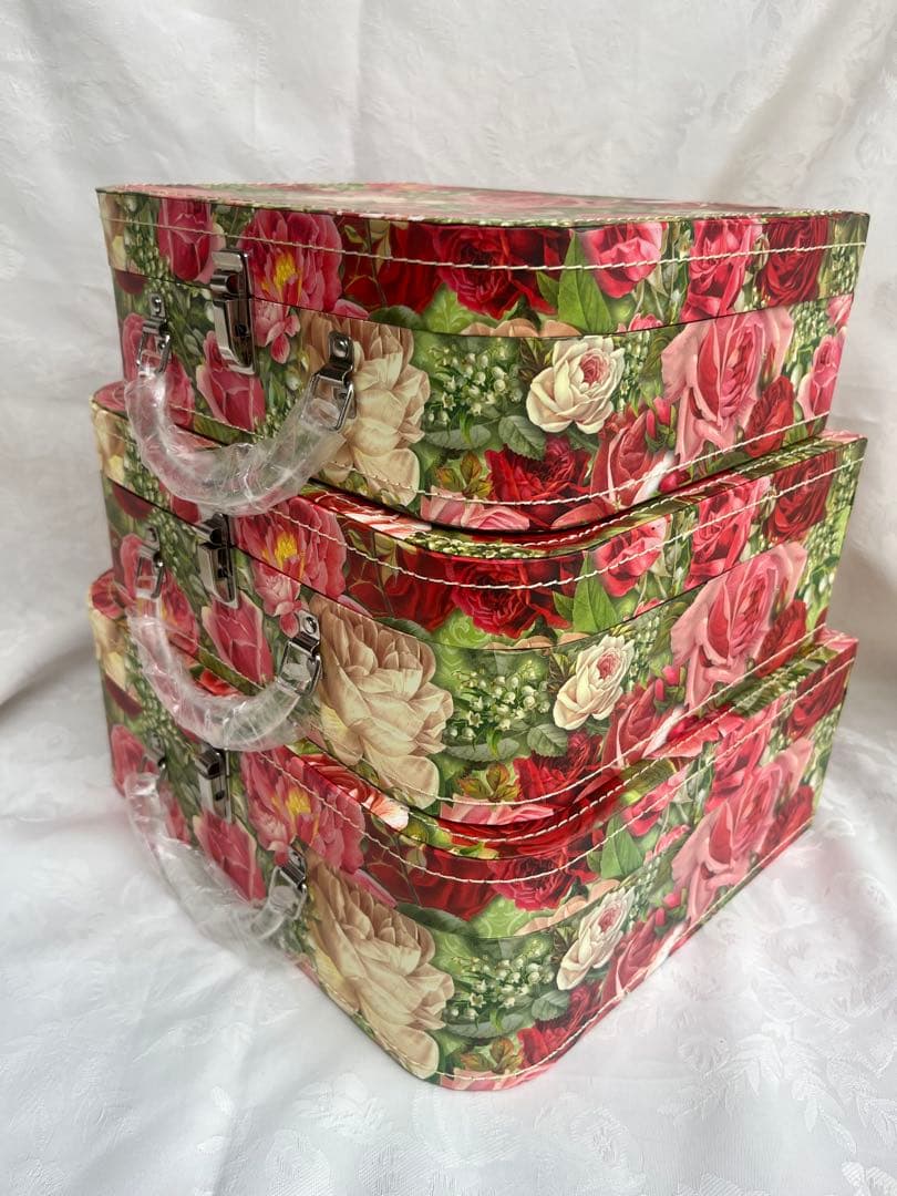 薔薇柄　トランクボックス 3個セット