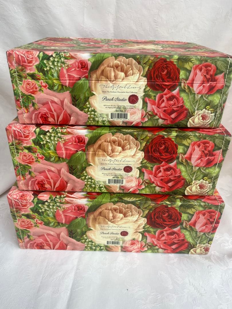薔薇柄　トランクボックス 3個セット