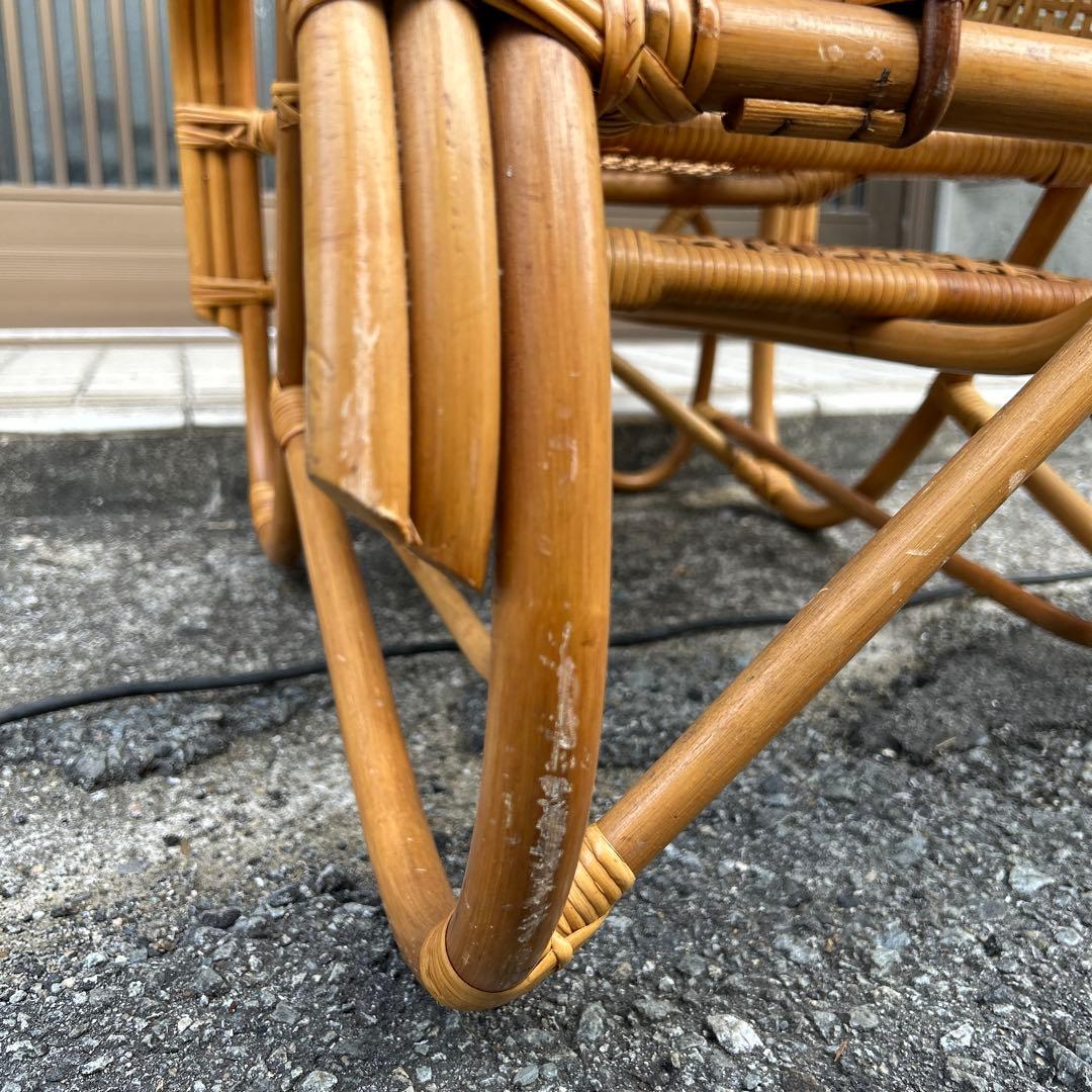 【レトロ・アンティーク】ラタン リクライニングチェア　籐家具