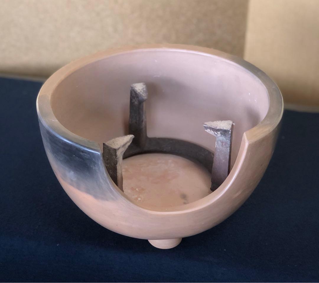 《R》茶道具 雲華焼 瓶掛 崇白造 五徳付 共箱　260216け3