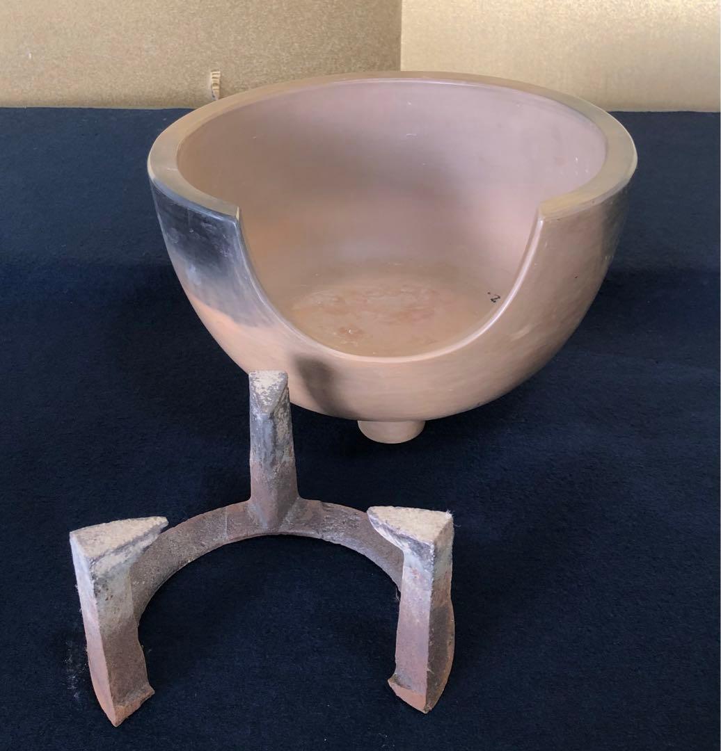 《R》茶道具 雲華焼 瓶掛 崇白造 五徳付 共箱　260216け3