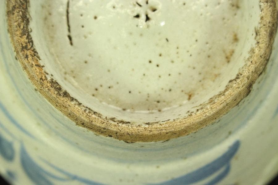 青花 碗 古染付 花弁文様 中国美術(メ1696)