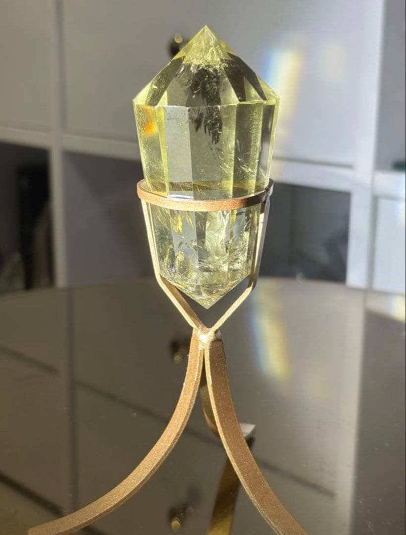 値下げ　レア　高品質　シトリン　BIGサイズ　12面体ヴォーゲルワンド　スタンド