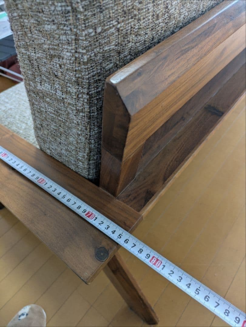 元値198,000円　関家具　木工ソファ 3人掛けソファ