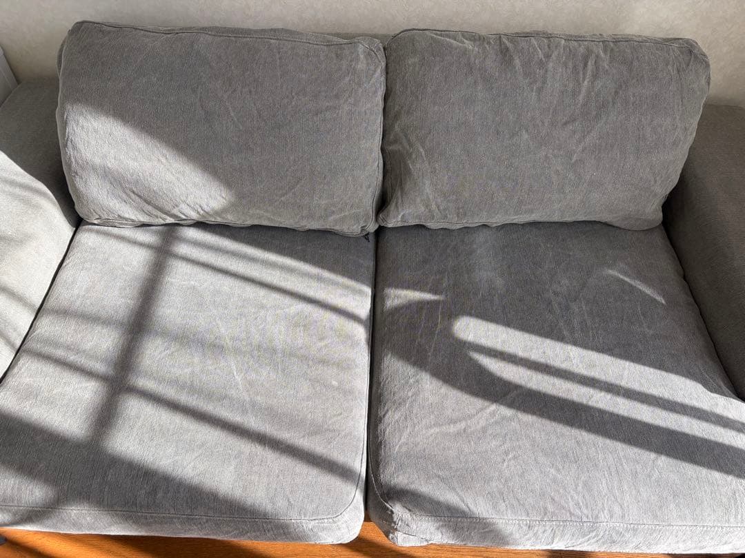 【直接取引のみ】MUTUKI グレー・2人掛けソファ 1.8m ※横浜市青葉区