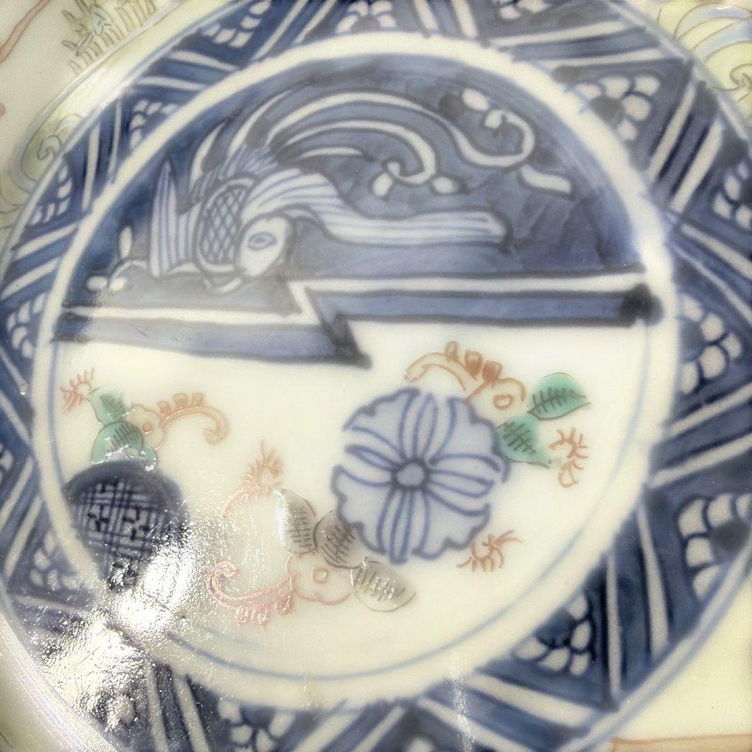 明治期 吉祥 花鳥 瓔珞紋 色絵伊万里 染付 重ね鉢 入れ子 深鉢 手彩色