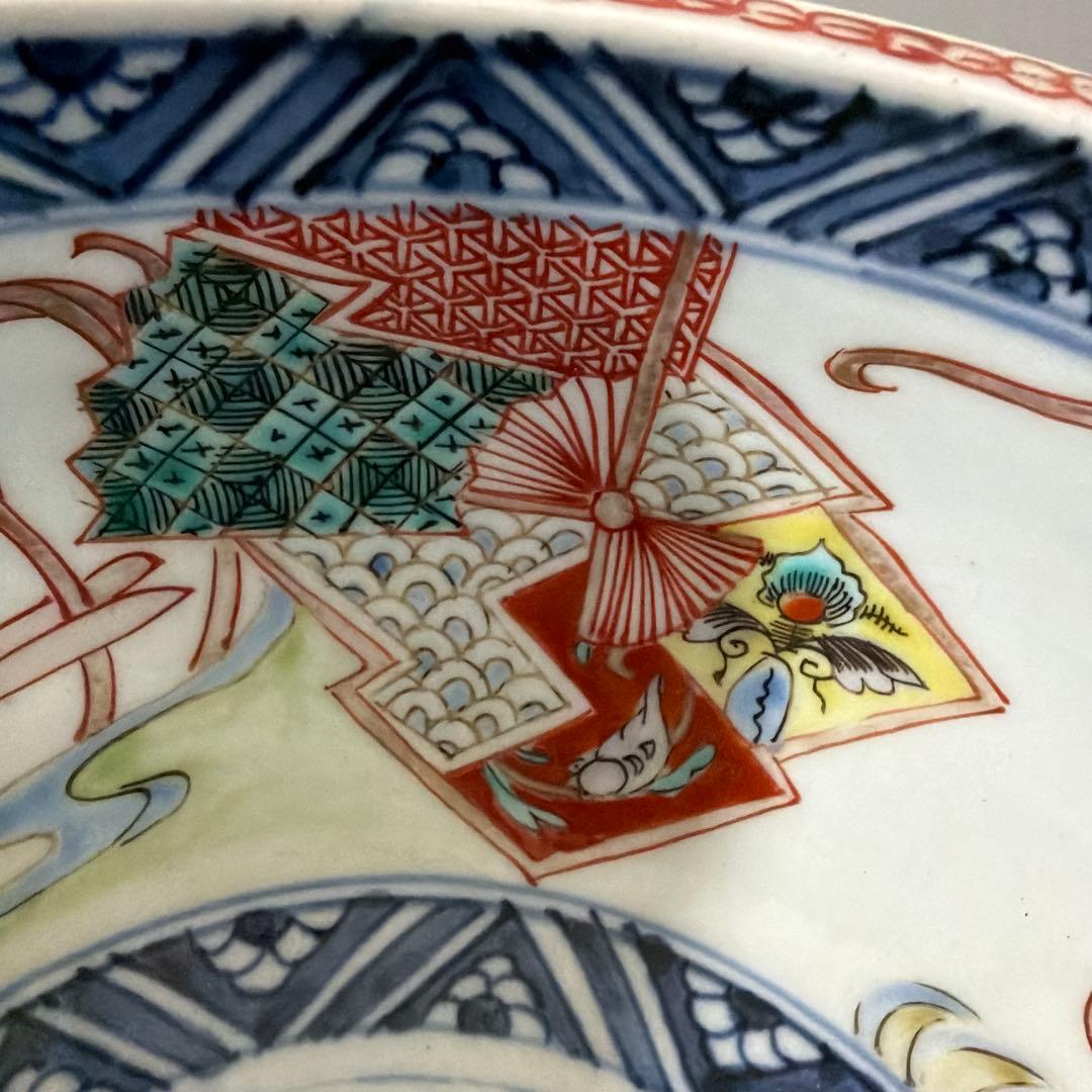 明治期 吉祥 花鳥 瓔珞紋 色絵伊万里 染付 重ね鉢 入れ子 深鉢 手彩色