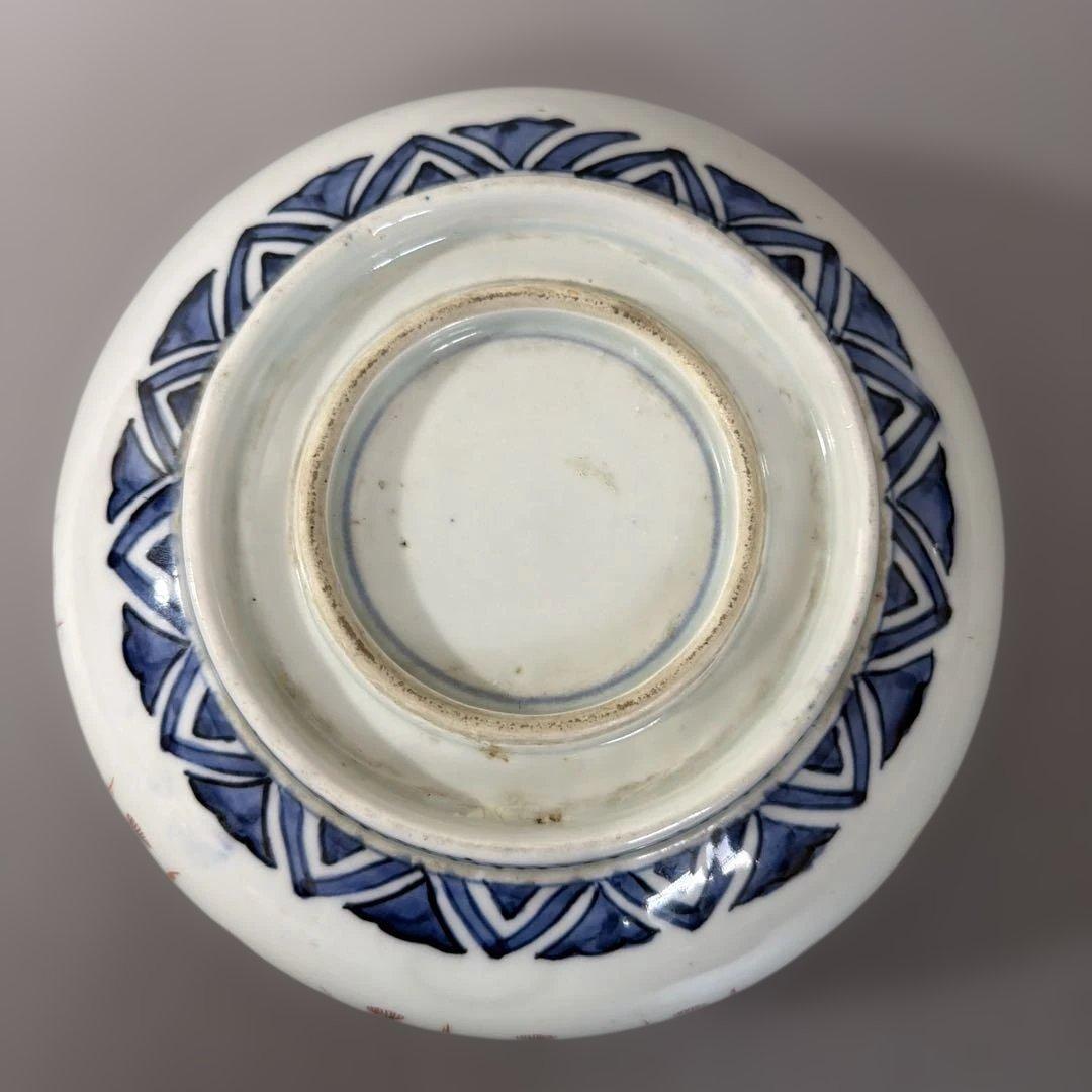 明治期 吉祥 花鳥 瓔珞紋 色絵伊万里 染付 重ね鉢 入れ子 深鉢 手彩色