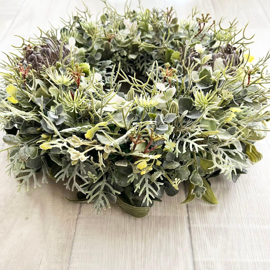 ナチュラル リース ボタニカル スモーキーグリーン 多肉植物 グリーンリース83