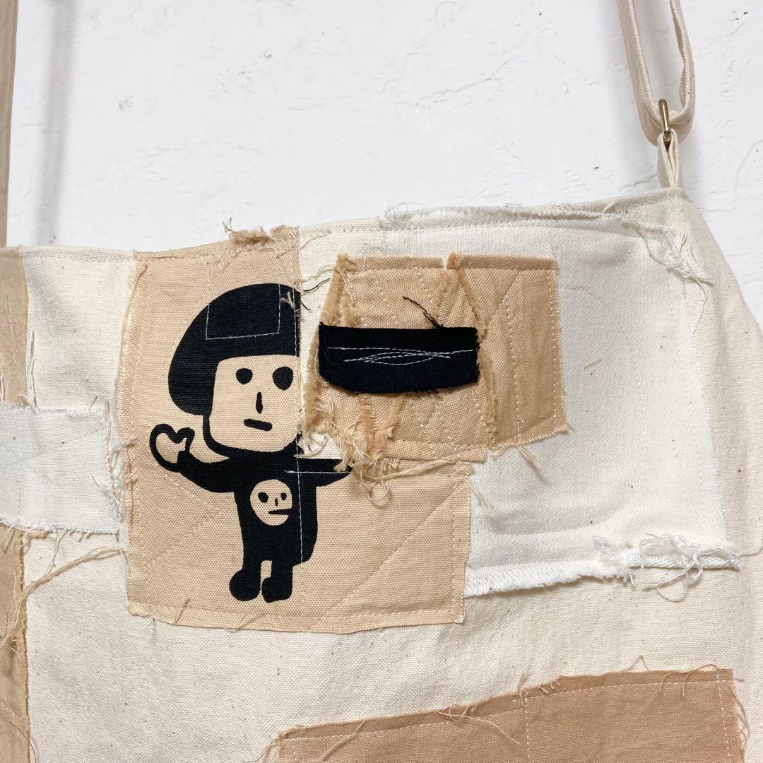 ハンドメイド　帆布バックチャット付き　オリジナルイラスト