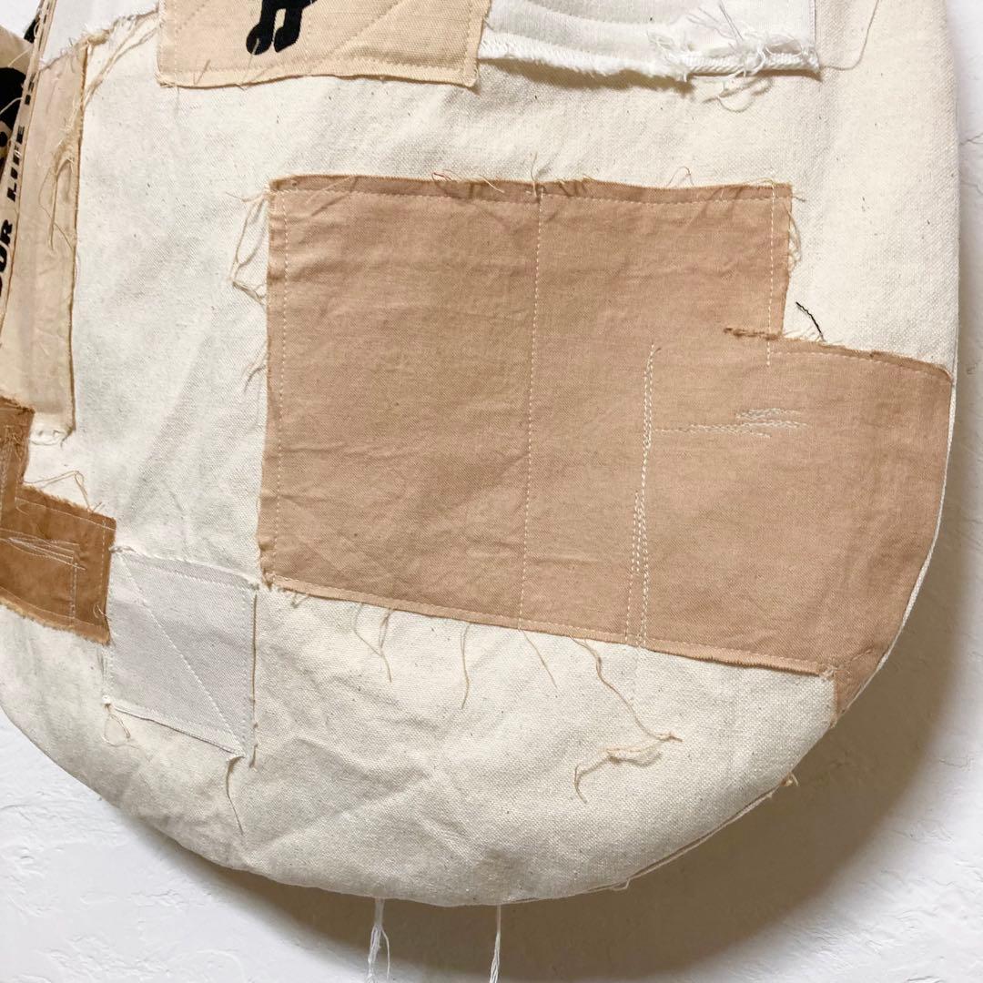 ハンドメイド　帆布バックチャット付き　オリジナルイラスト