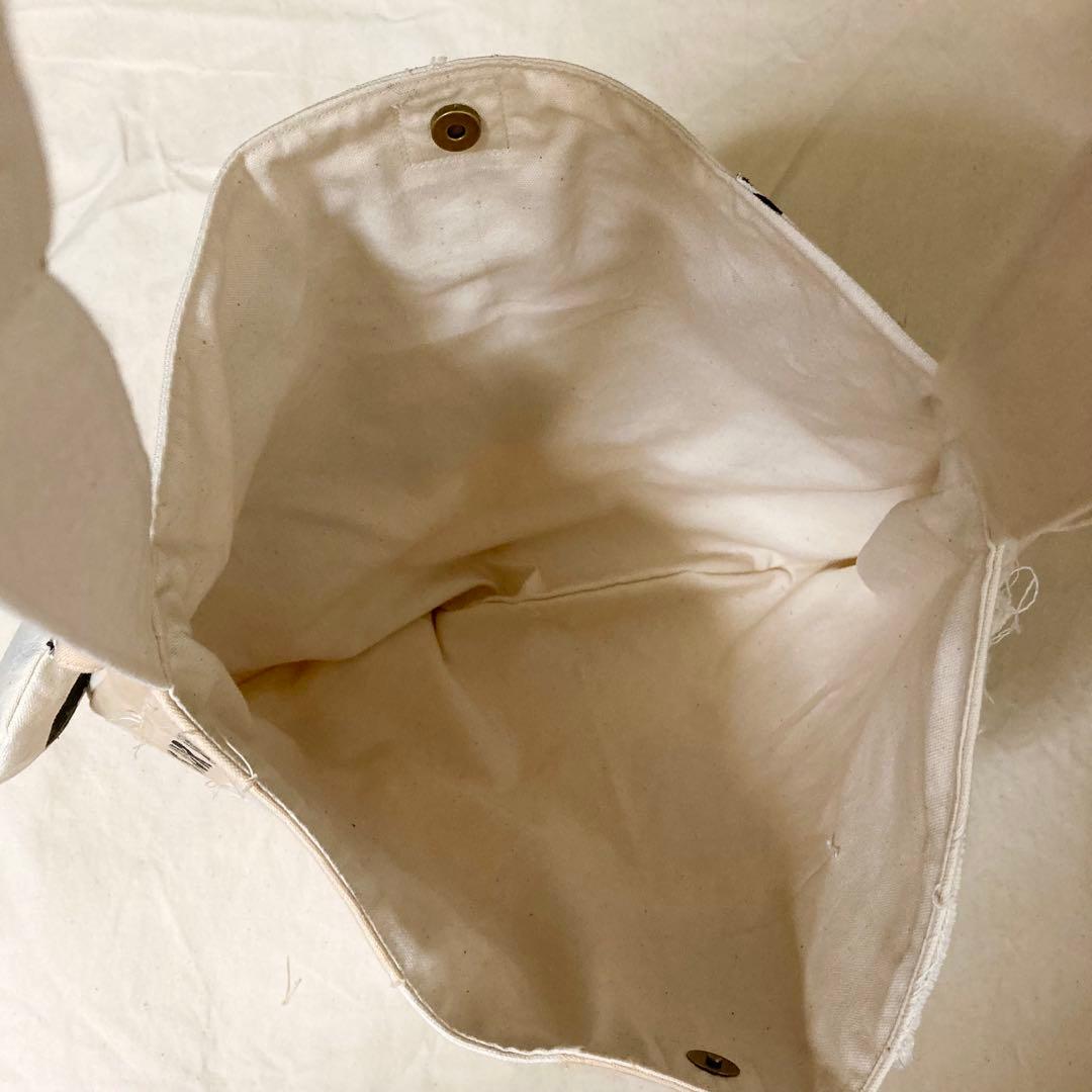 ハンドメイド　帆布バックチャット付き　オリジナルイラスト