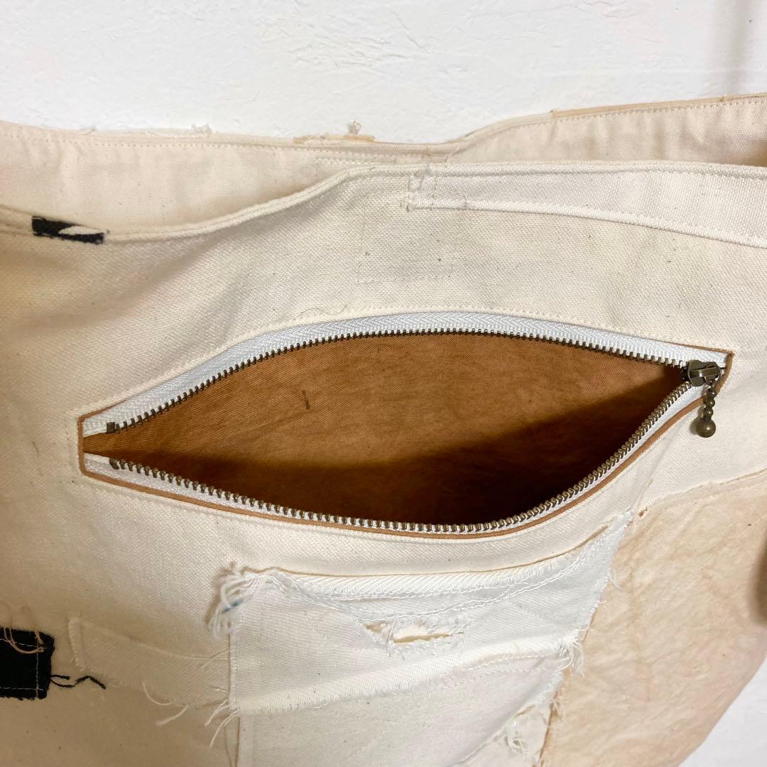 ハンドメイド　帆布バックチャット付き　オリジナルイラスト