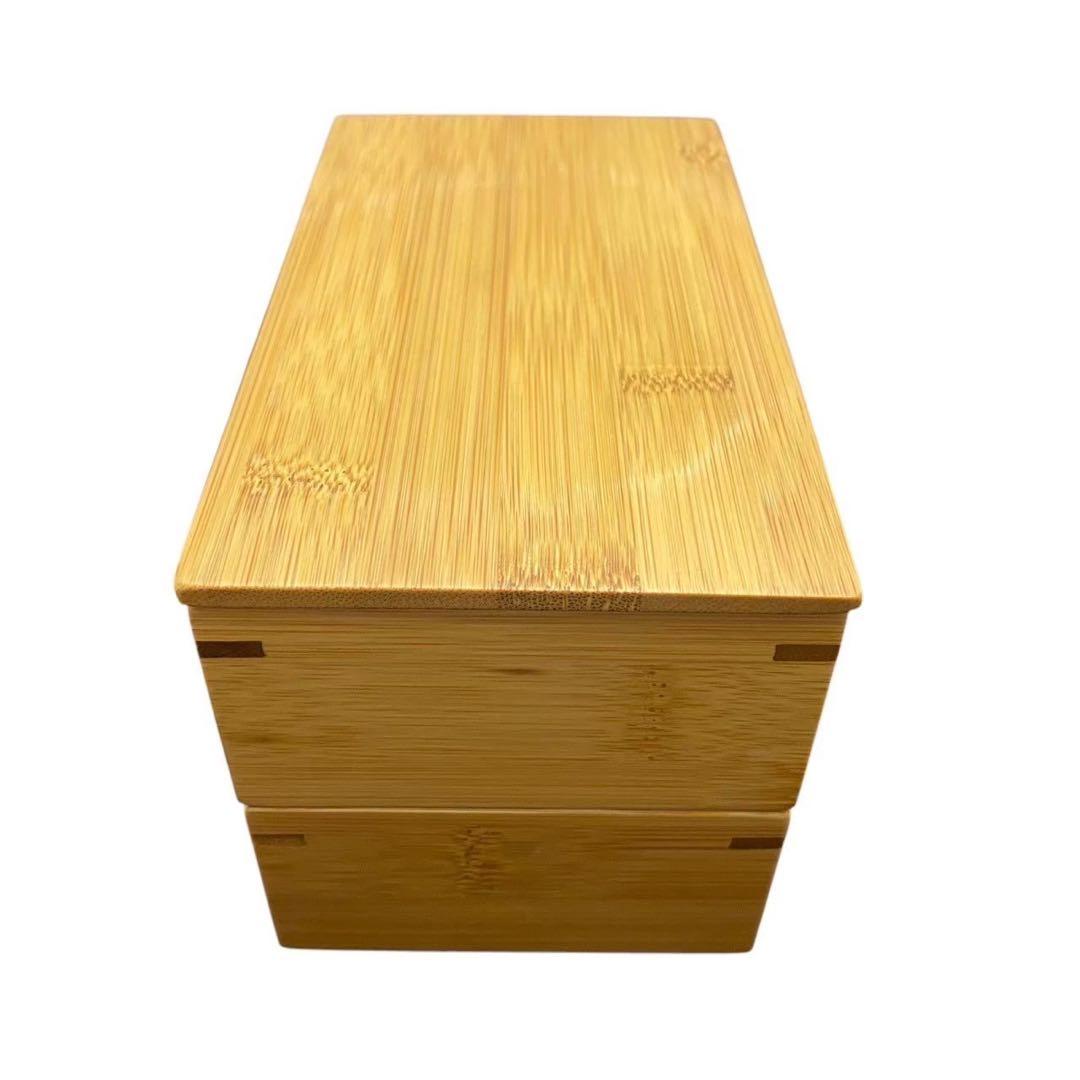 【竹仙】煤竹長方形二段弁当箱 竹製品 お弁当箱 新品