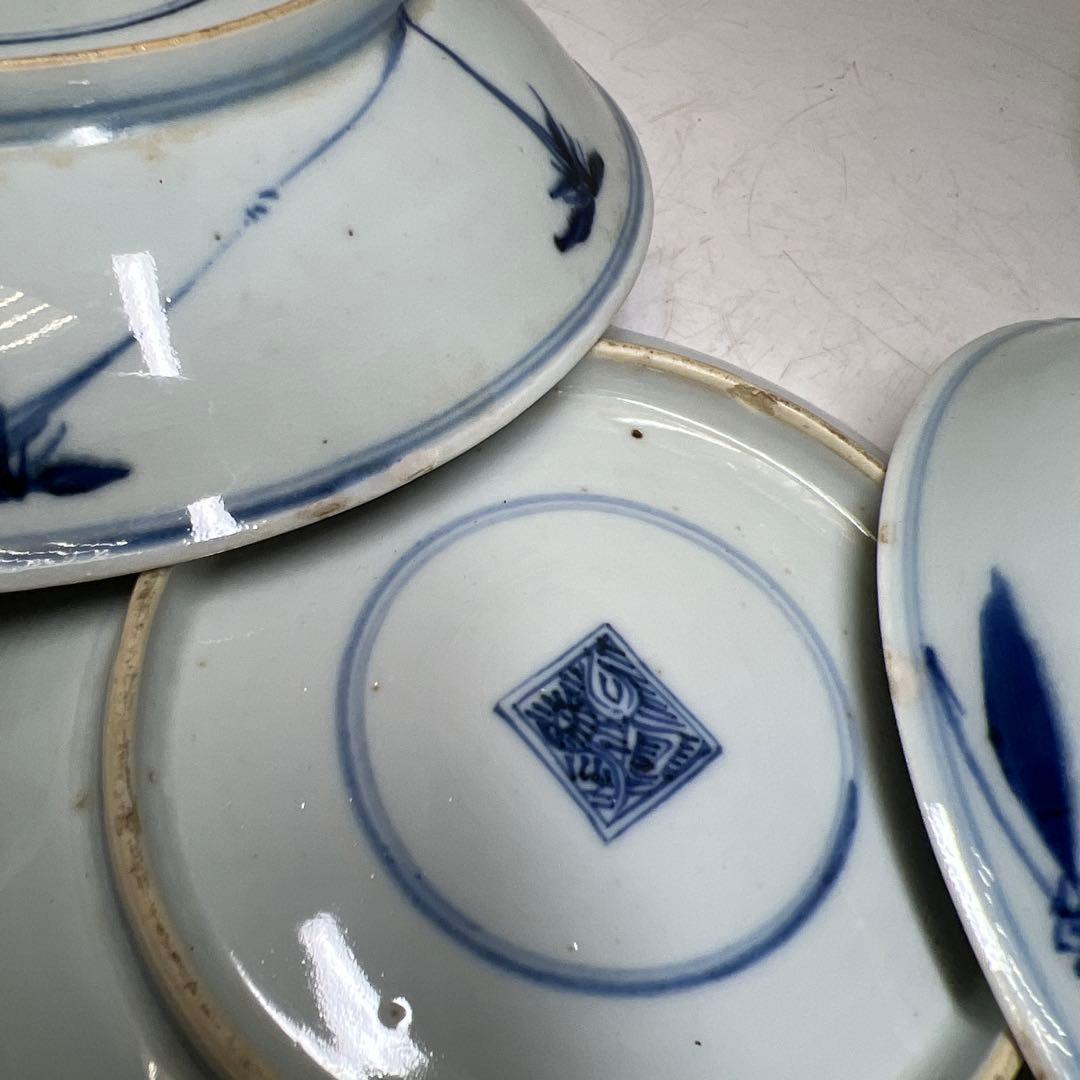 中国明末清朝期　古染付人物画中皿19枚　木箱　約16.5㎝東Y7-0723⭐︎2F