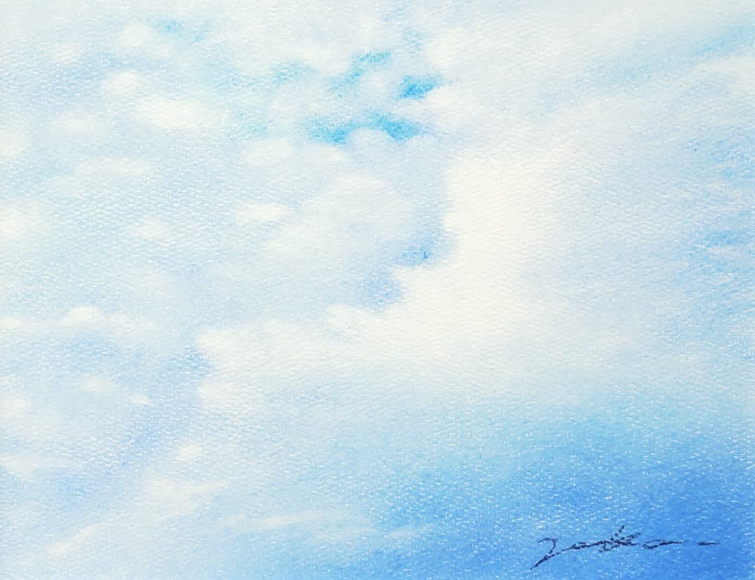 パステル画（原画）鳥雲。
