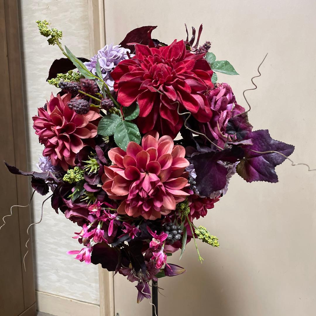 ティアドロップ型色ブーケ　ブートニア付き