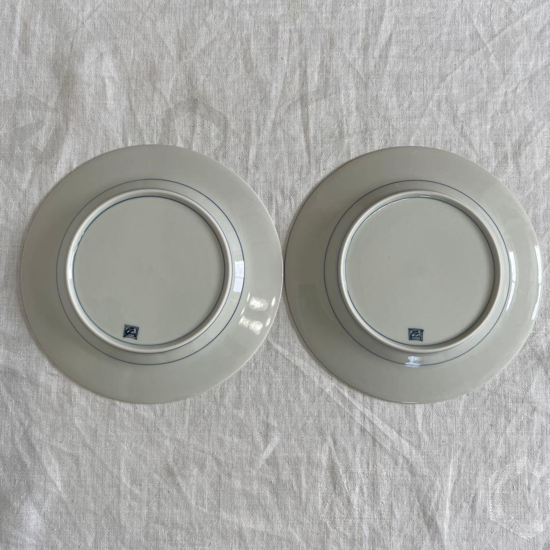 有田焼 染付 芙蓉手紋様 VOCマーク浅皿 直径約19㎝ 2枚セット