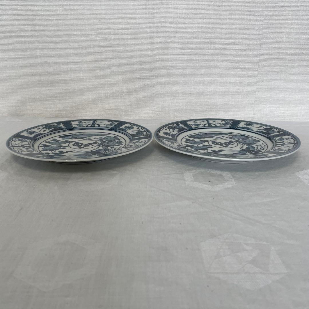 有田焼 染付 芙蓉手紋様 VOCマーク浅皿 直径約19㎝ 2枚セット