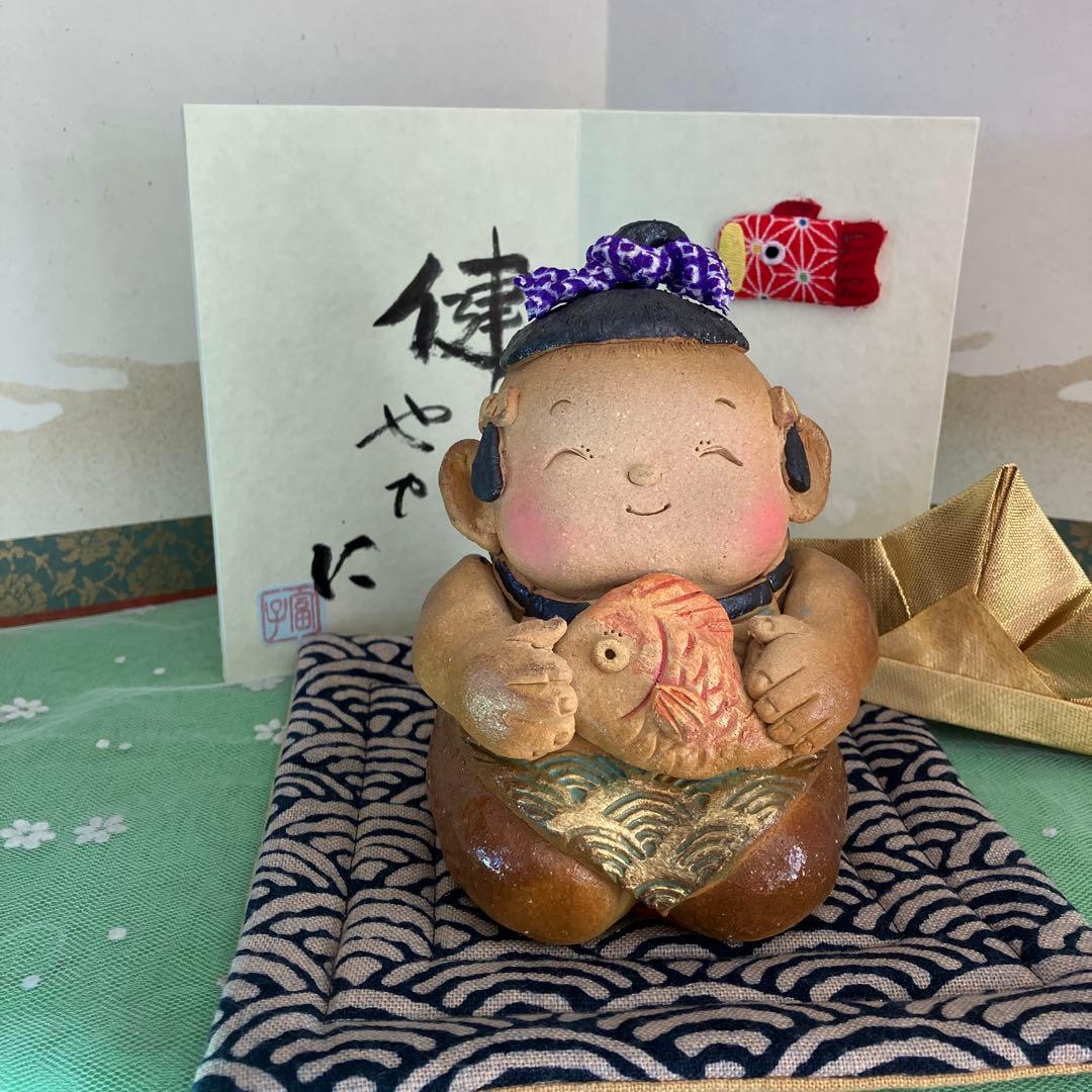 五月人形　男の子　鯛　めでたい　お祝い　健康　成長　置物　ミニ屏風付き