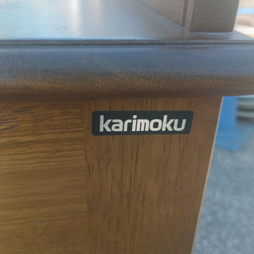 5123）カリモクの引き出し付き机／学習机・作業机