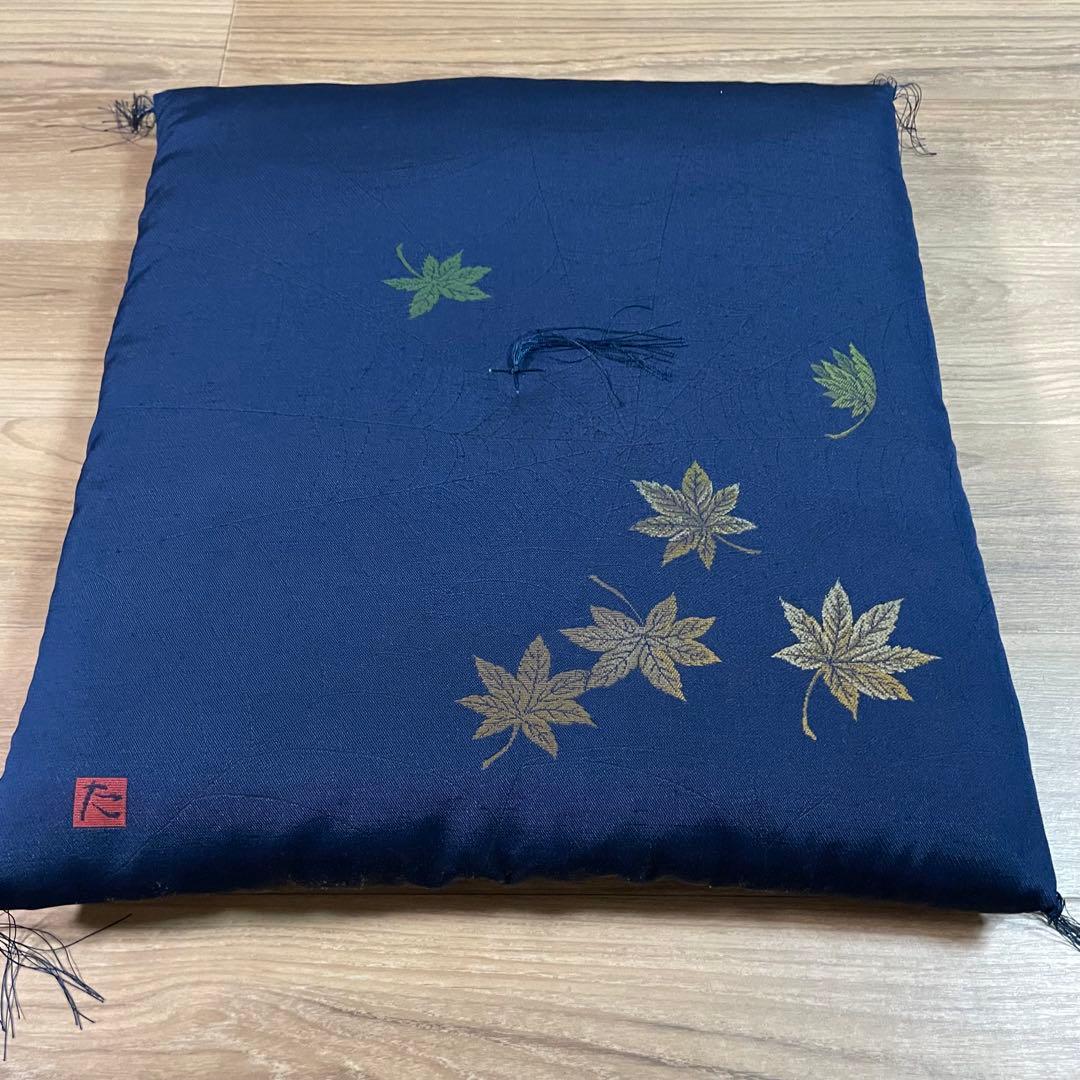 ネイビー もみじ刺繍座布団 5枚セット