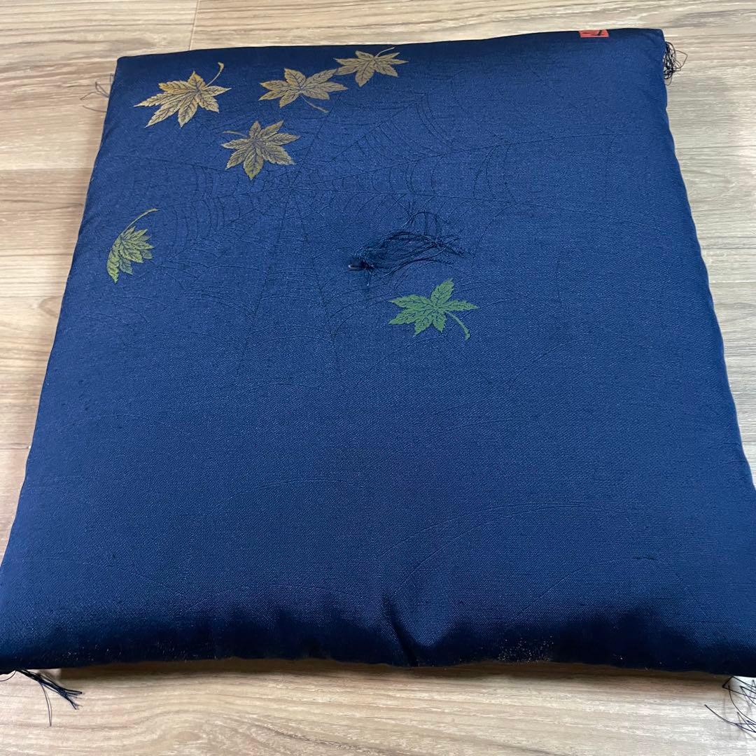 ネイビー もみじ刺繍座布団 5枚セット