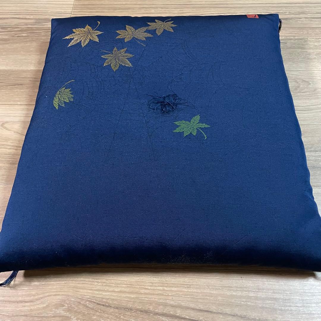 ネイビー もみじ刺繍座布団 5枚セット