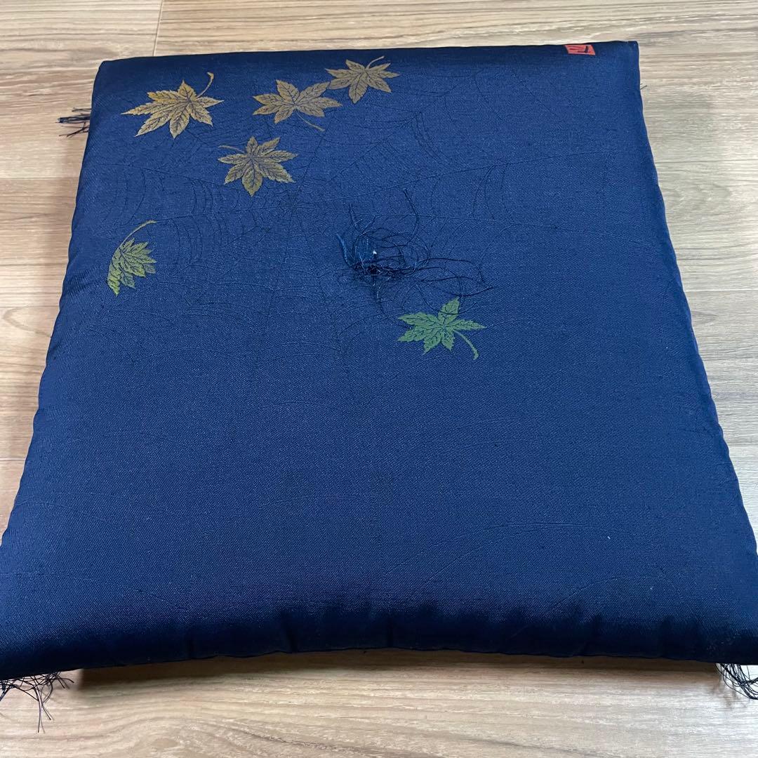 ネイビー もみじ刺繍座布団 5枚セット