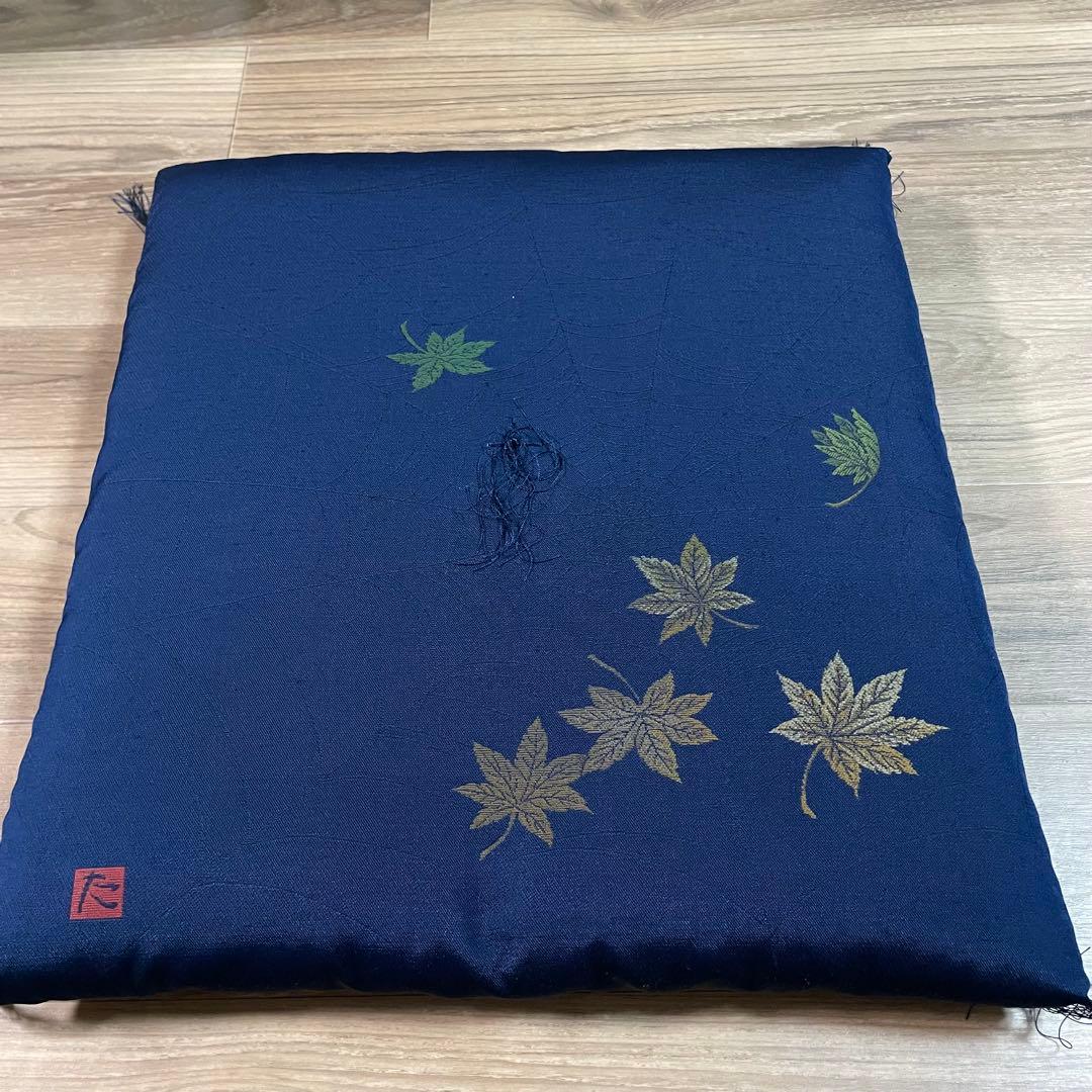ネイビー もみじ刺繍座布団 5枚セット