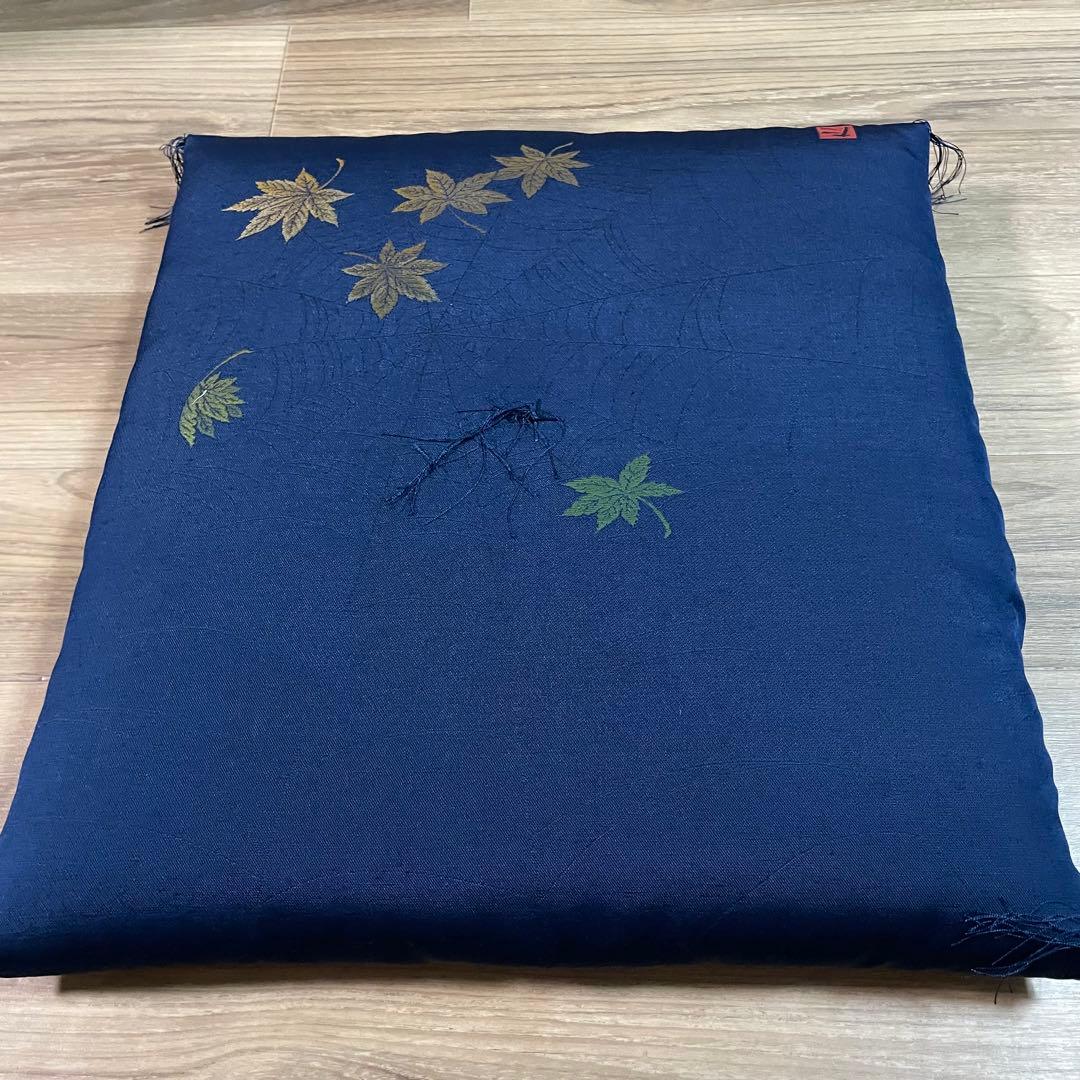 ネイビー もみじ刺繍座布団 5枚セット