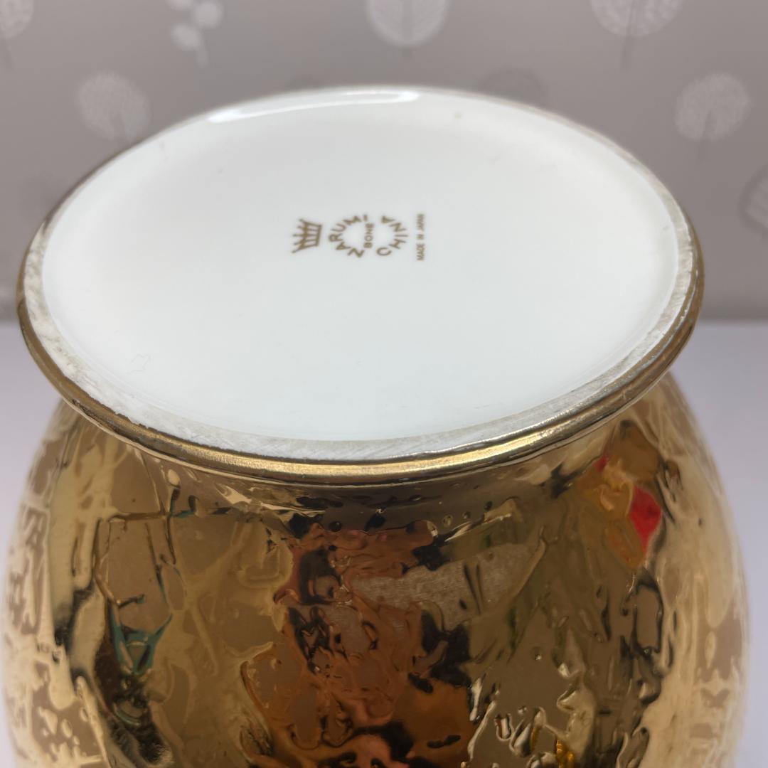 希少 NARUMI ナルミ ボーンチャイナ 総金彩花瓶 花器 フラワーベース