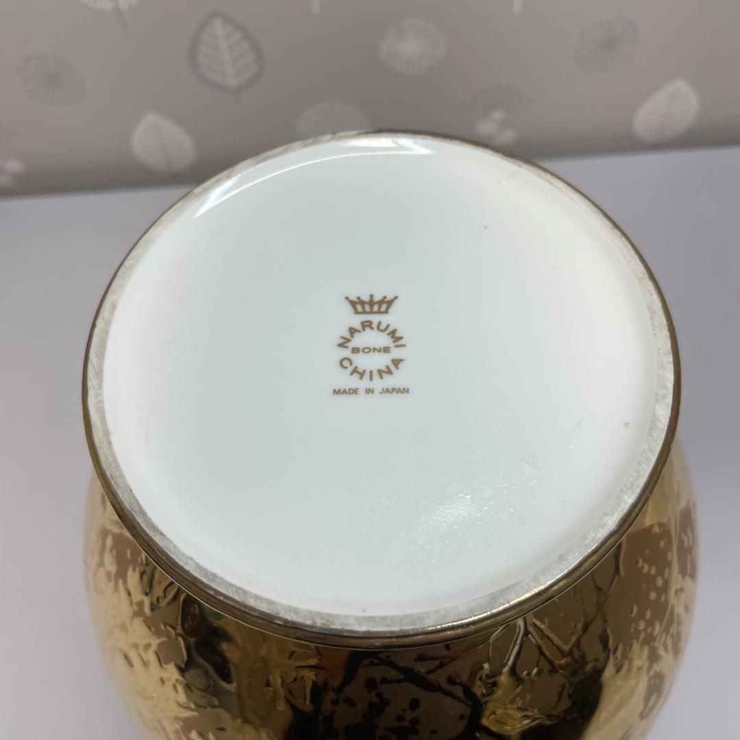 希少 NARUMI ナルミ ボーンチャイナ 総金彩花瓶 花器 フラワーベース