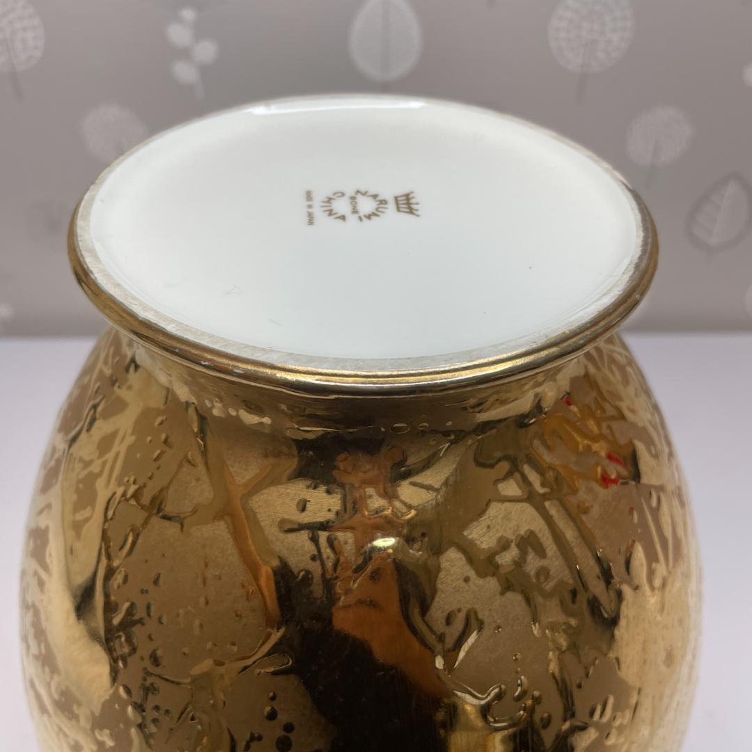 希少 NARUMI ナルミ ボーンチャイナ 総金彩花瓶 花器 フラワーベース