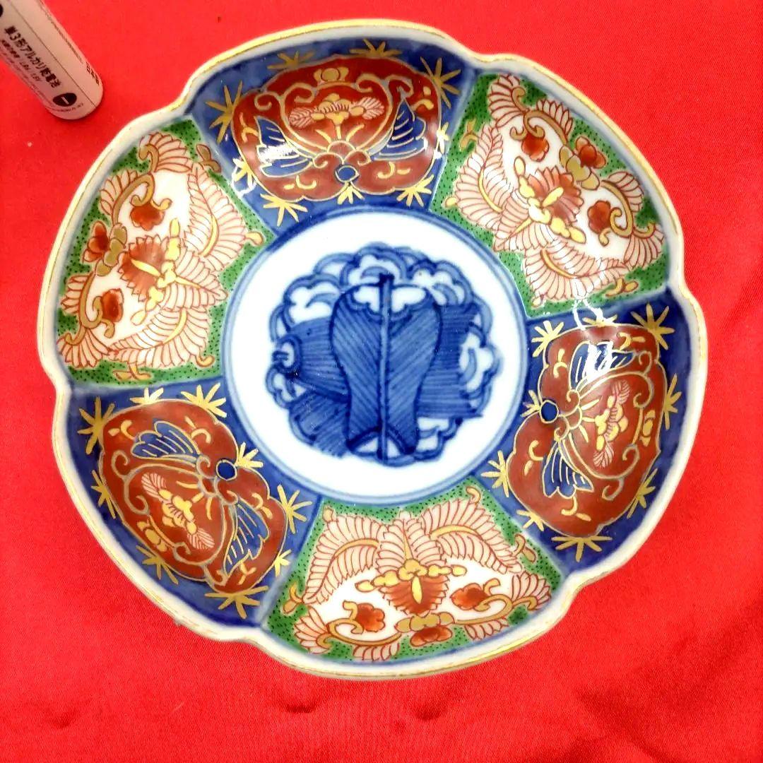 大聖寺伊万里　九谷焼　古九谷　金彩　色絵　豆皿　小皿　4寸皿3客セット