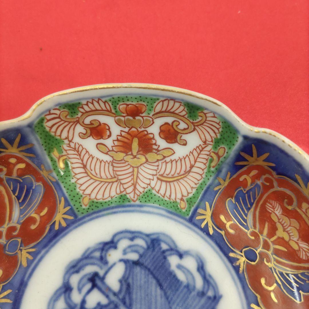 大聖寺伊万里　九谷焼　古九谷　金彩　色絵　豆皿　小皿　4寸皿3客セット
