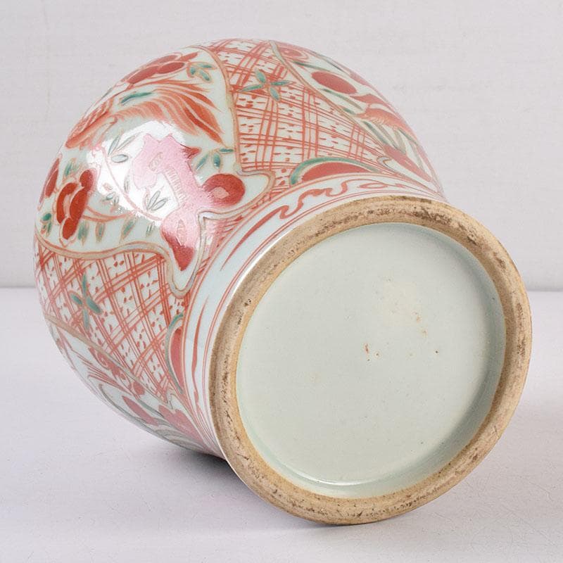 中国　赤絵　花鳥文瓶　C　R8941