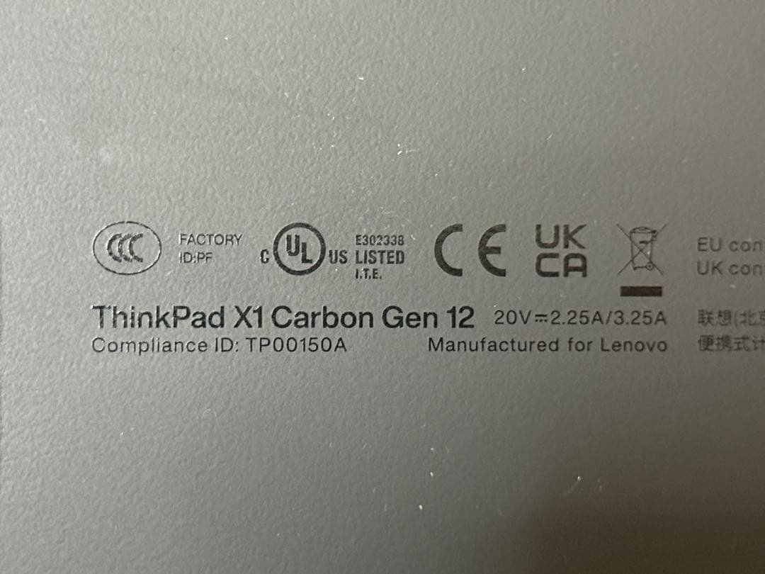 Windowsノート本体 ThinkPad X1 Carbon Gen12 i7 165U 64G 2T