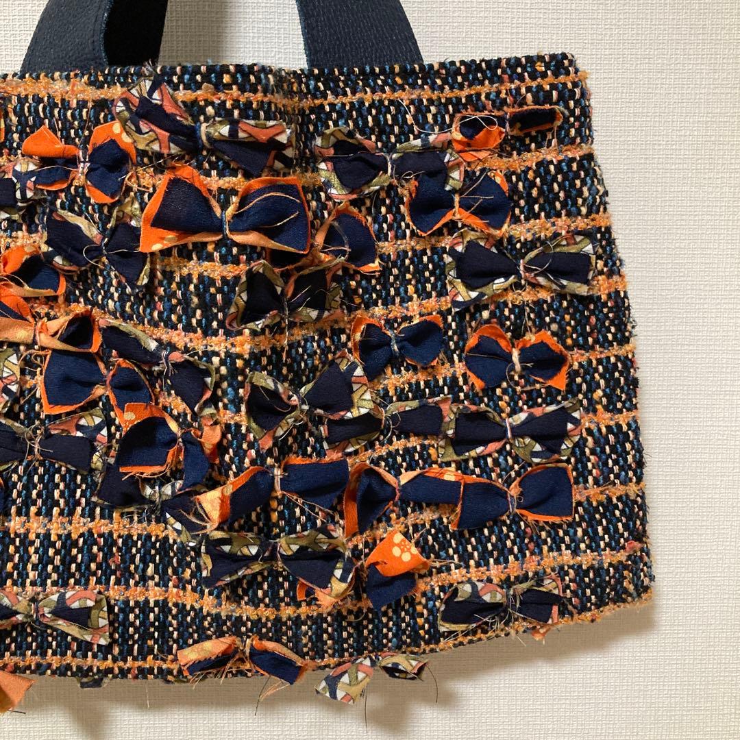 裂織　裂き織り　リボン　ハンドメイドバッグ　美術館にて購入　ミュージアムショップ