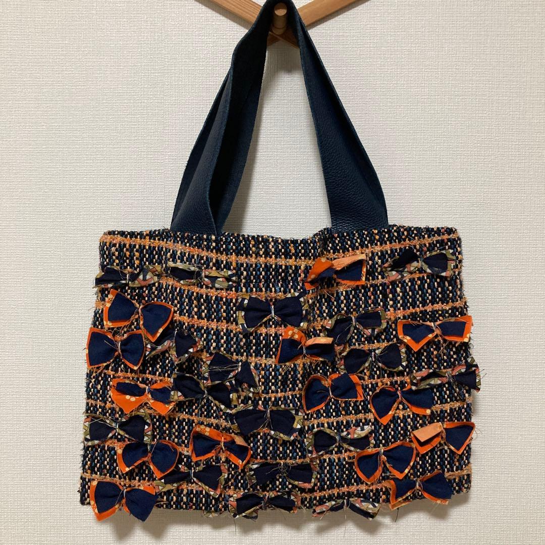 裂織　裂き織り　リボン　ハンドメイドバッグ　美術館にて購入　ミュージアムショップ