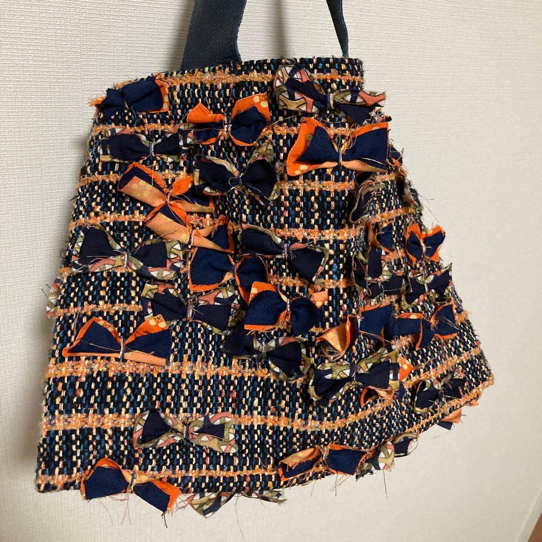 裂織　裂き織り　リボン　ハンドメイドバッグ　美術館にて購入　ミュージアムショップ