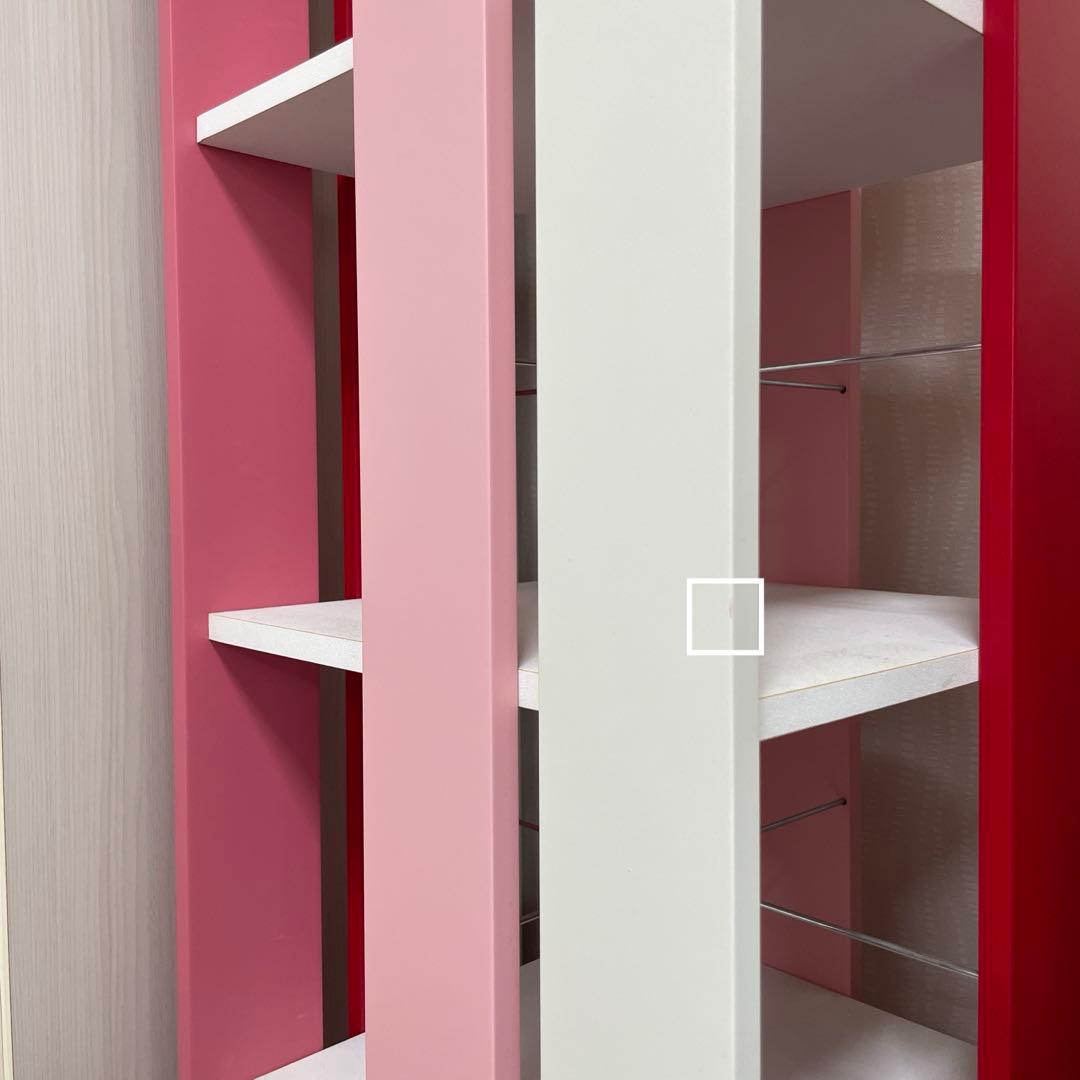 木製　本棚ラック ピンクとホワイト　回転式