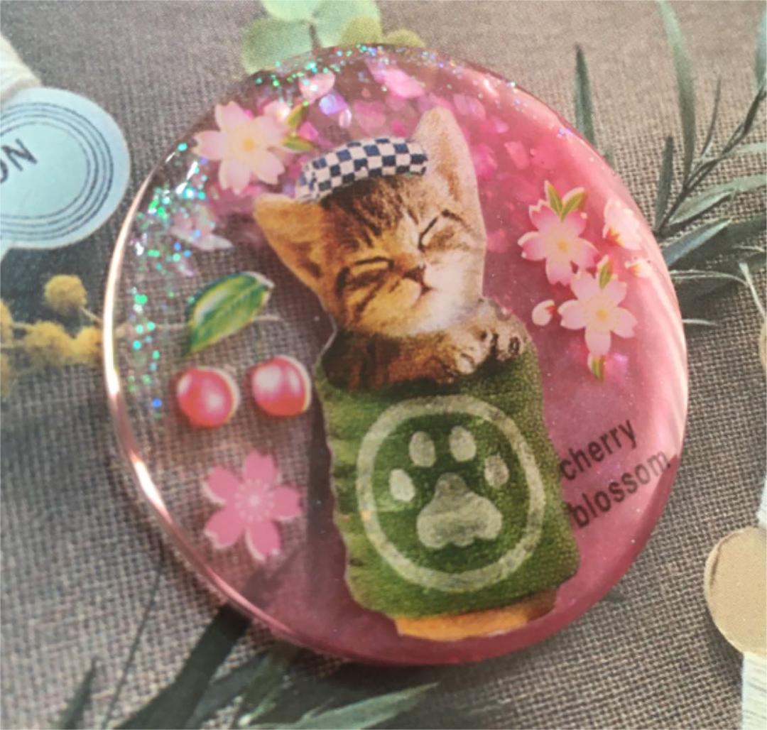 レジンヘアゴム、桜٭❀*おねむ湯のみ猫ちゃん