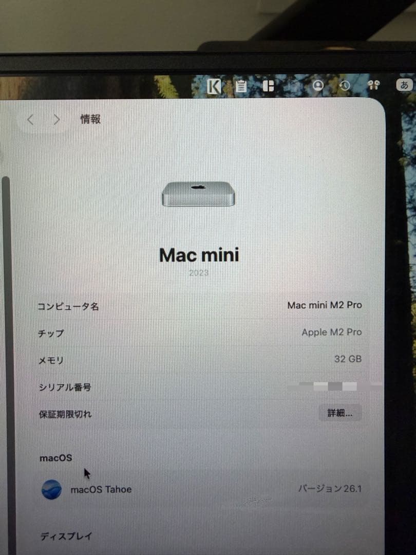 【状態良好】Mac mini M2 Pro メモリ32GB 容量1TB