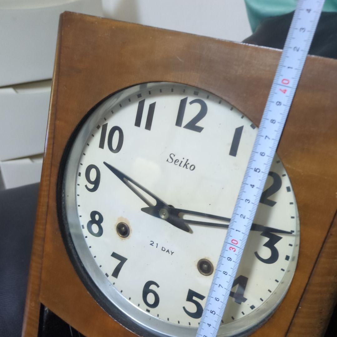 古い柱掛け時計　seiko　21DAY 　手巻き　稼動品　昭和レトロ
