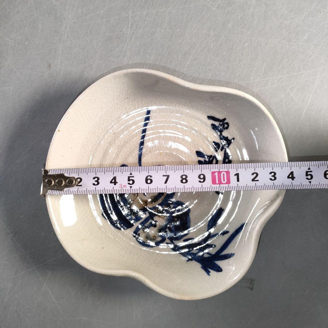 A1364-6/赤膚焼/尾西楽斎造/染付野菜果実文絵替銘々皿6客/飾皿/懐石道具