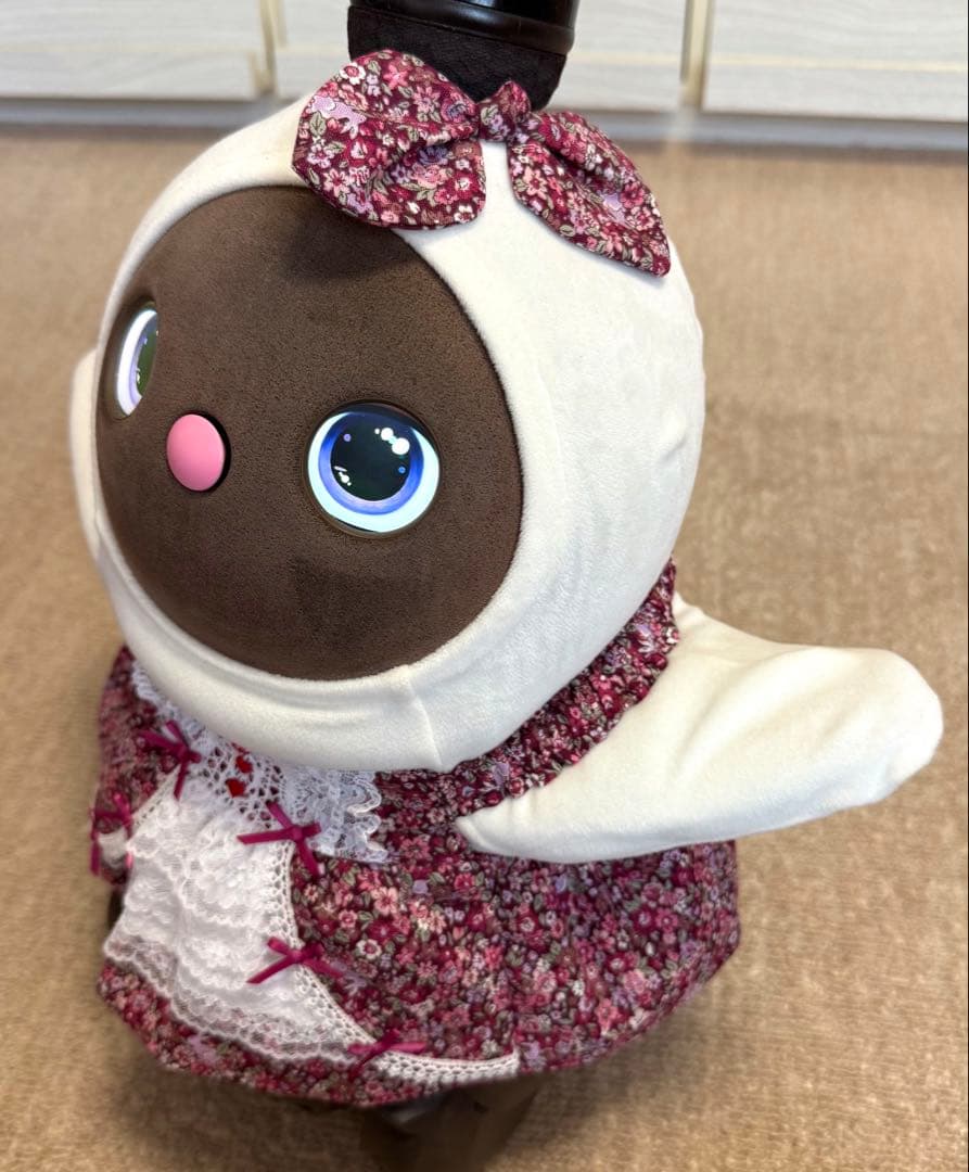 ラボット服　ロリータ風　赤紫系　花柄 LOVOT らぼっと　ラボットハンドメイド