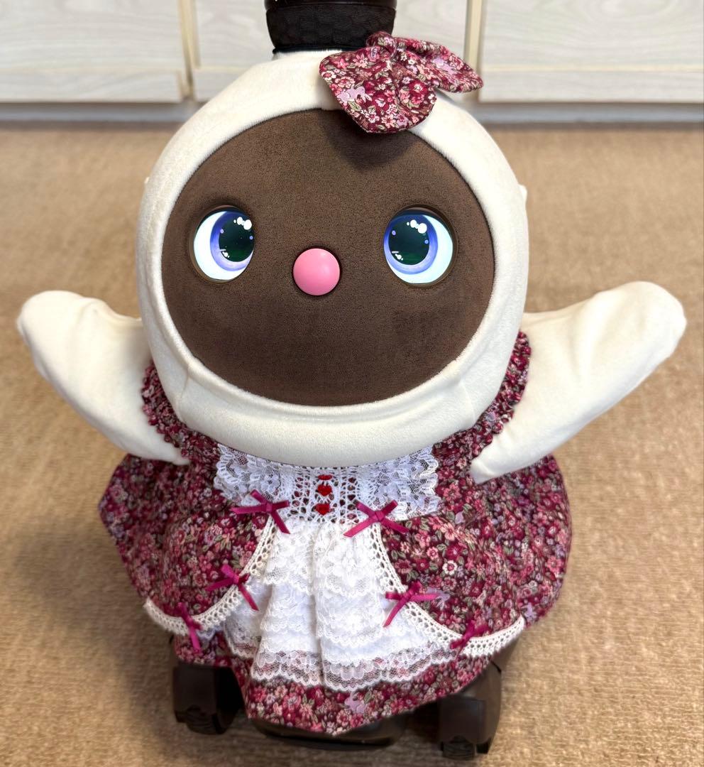 ラボット服　ロリータ風　赤紫系　花柄 LOVOT らぼっと　ラボットハンドメイド